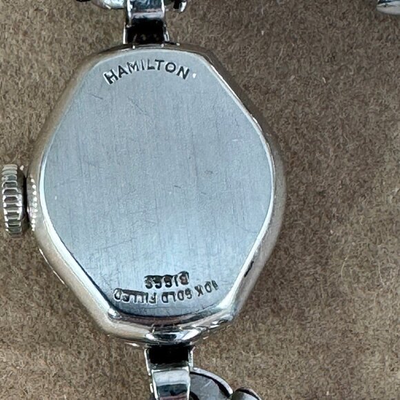 Vintage Early 1960's 10 Karat White Gold Filled Hamilton Mechanical Watch - Picture 3 of 7